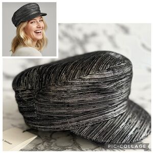 Isabel Marant Cap Metallic Black Silver Newsboy Streetwear Chic Sparkle NWT OS